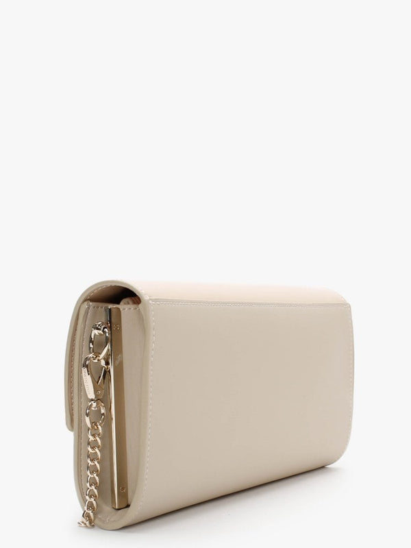 Castilla Ecru Patent Flap Pochette Bag
