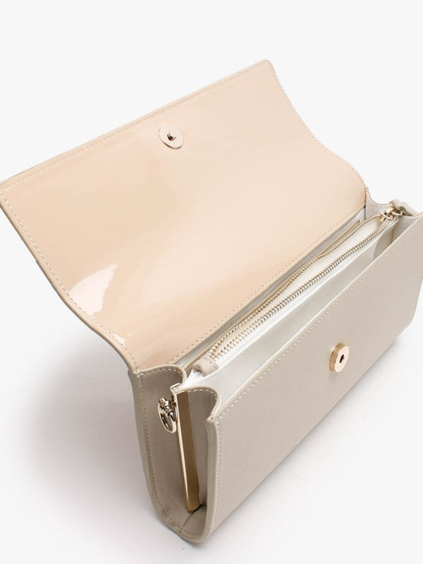 Castilla Ecru Patent Flap Pochette Bag