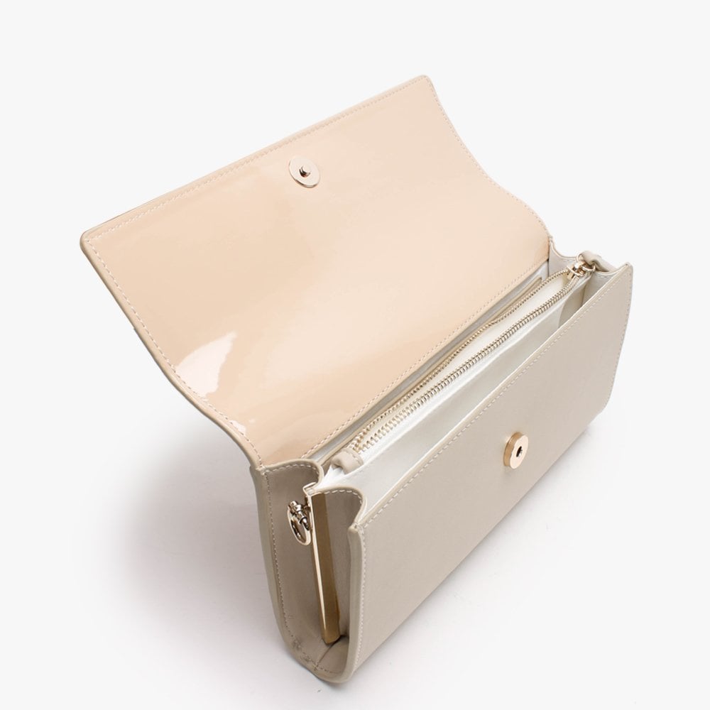 Castilla Ecru Patent Flap Pochette Bag