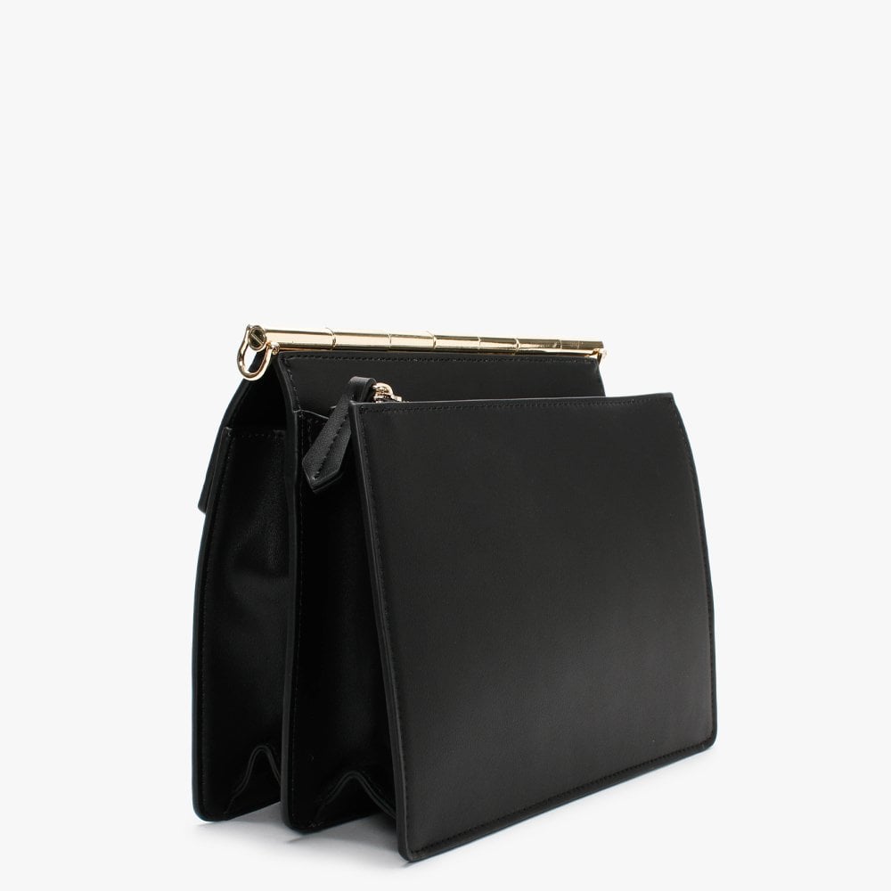 Amalia Black Structured Satchel Bag