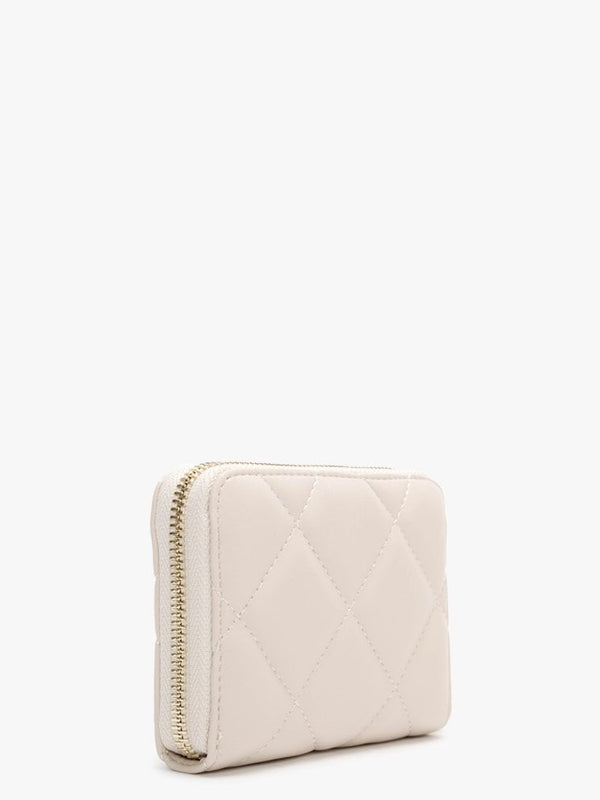 Small Ocarina Ecru Quilted Zip Around Wallet