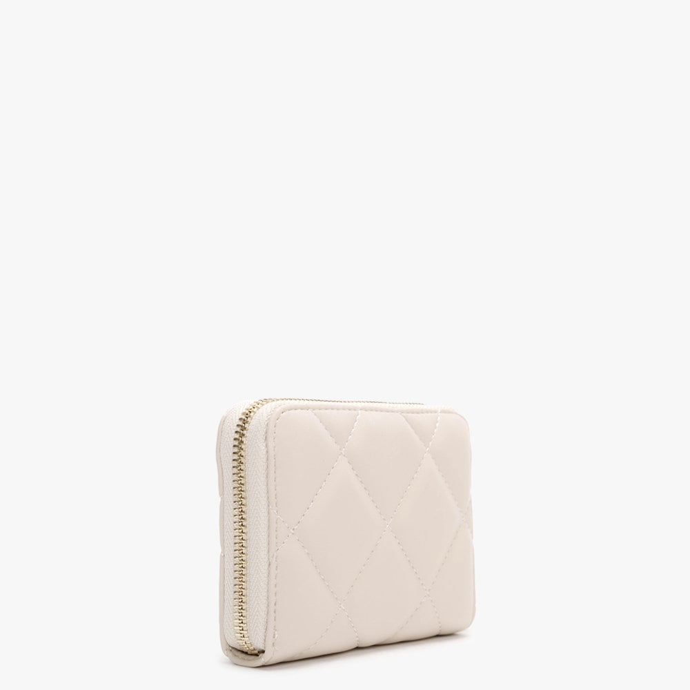 Small Ocarina Ecru Quilted Zip Around Wallet