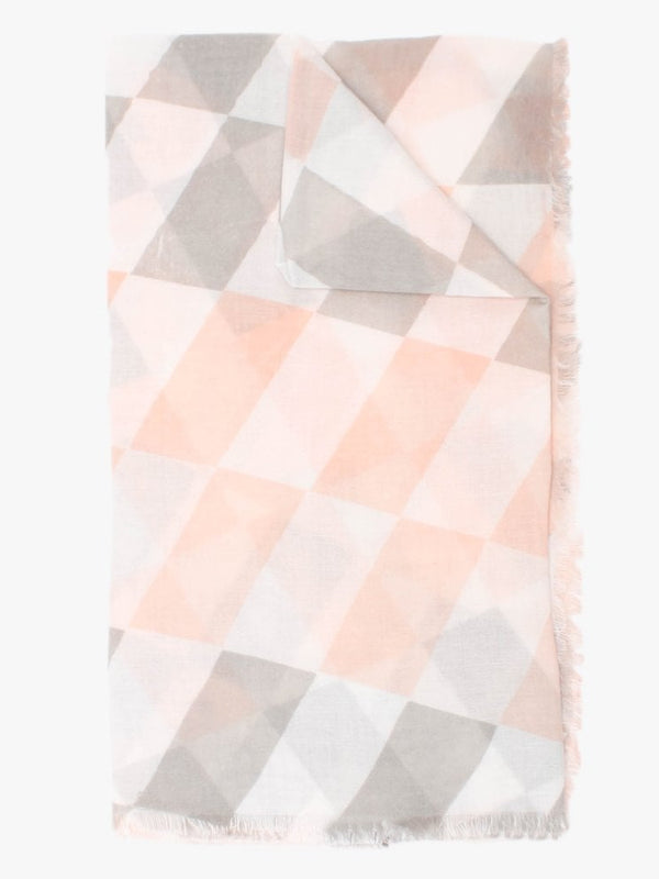 Grey & Pink Checked Frayed Edge Scarf