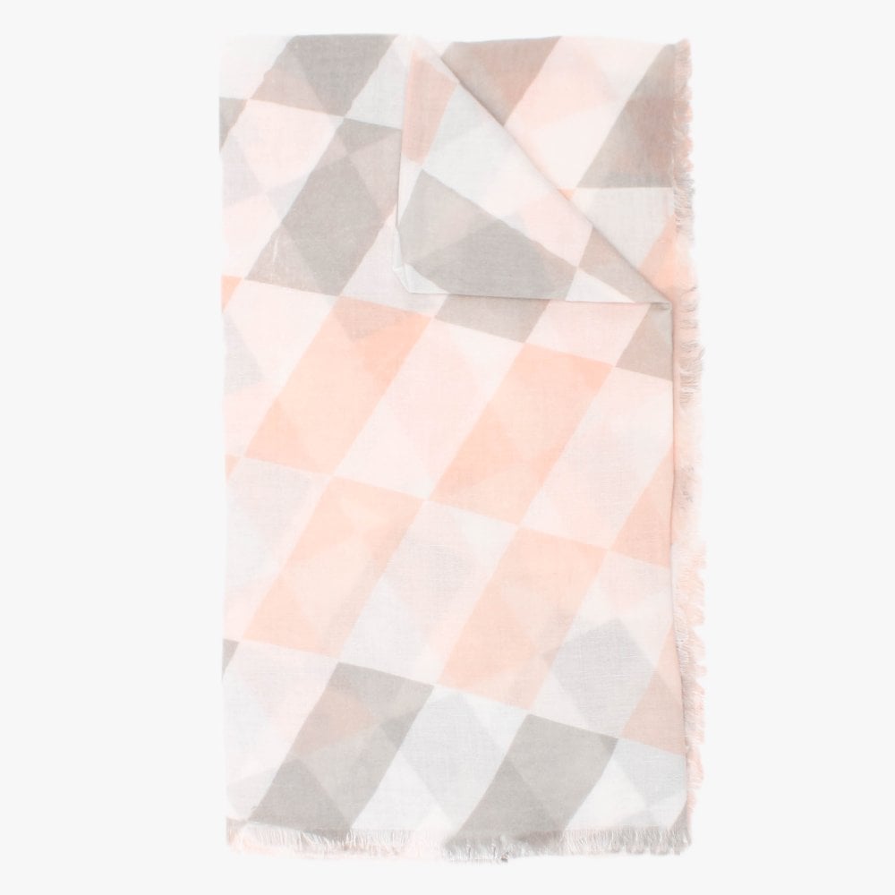 Grey & Pink Checked Frayed Edge Scarf