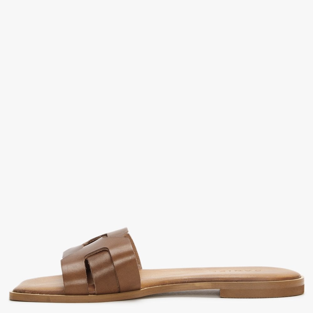 Rolock Tan Leather Flat Mules