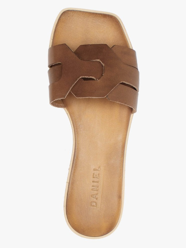 Rolock Tan Leather Flat Mules