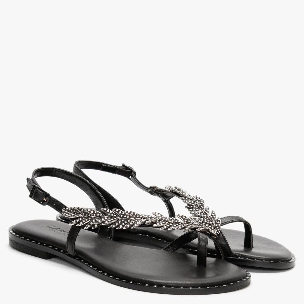 Roleaf Black Leather Sandals