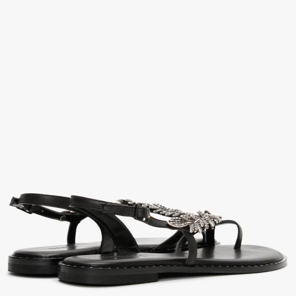 Roleaf Black Leather Sandals