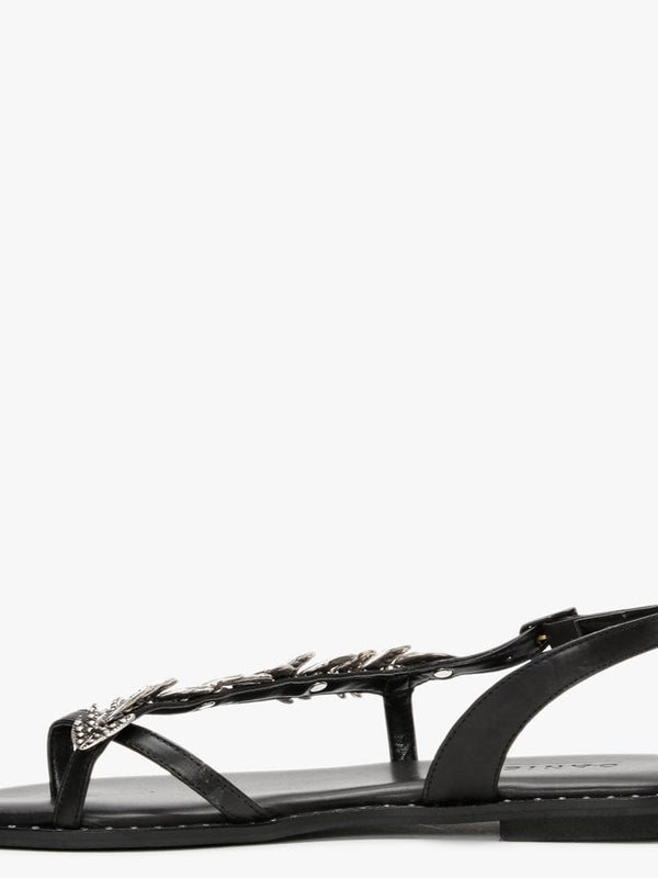 Roleaf Black Leather Sandals