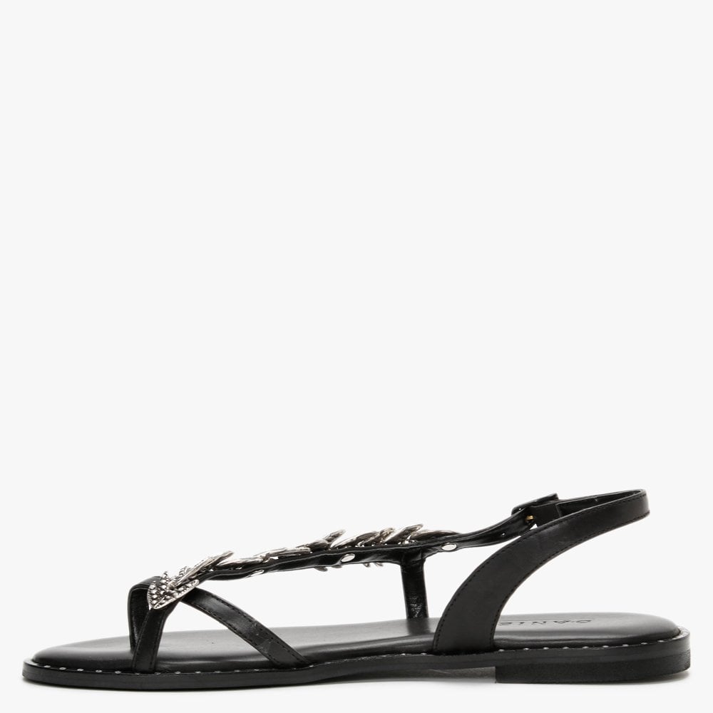 Roleaf Black Leather Sandals