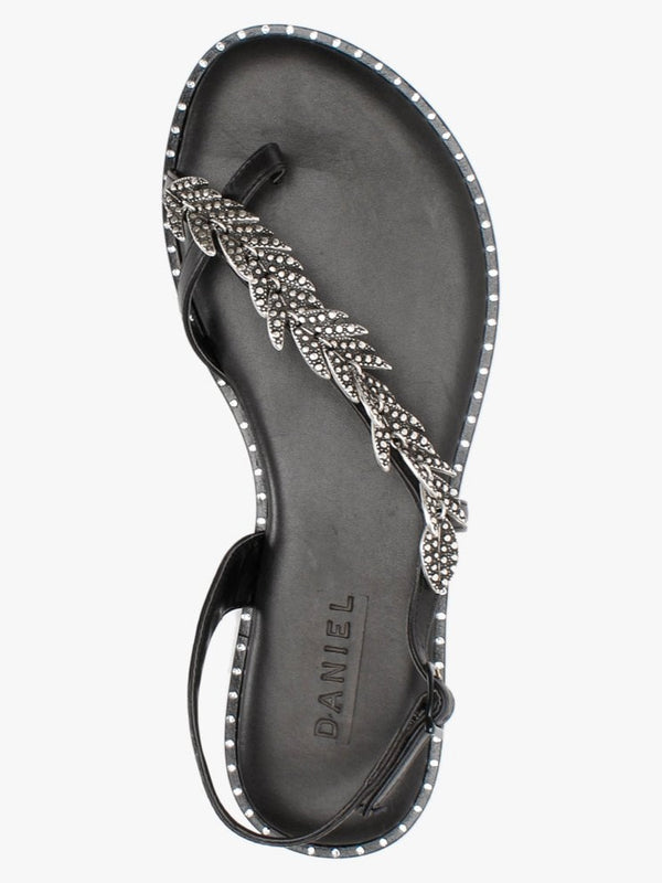 Roleaf Black Leather Sandals