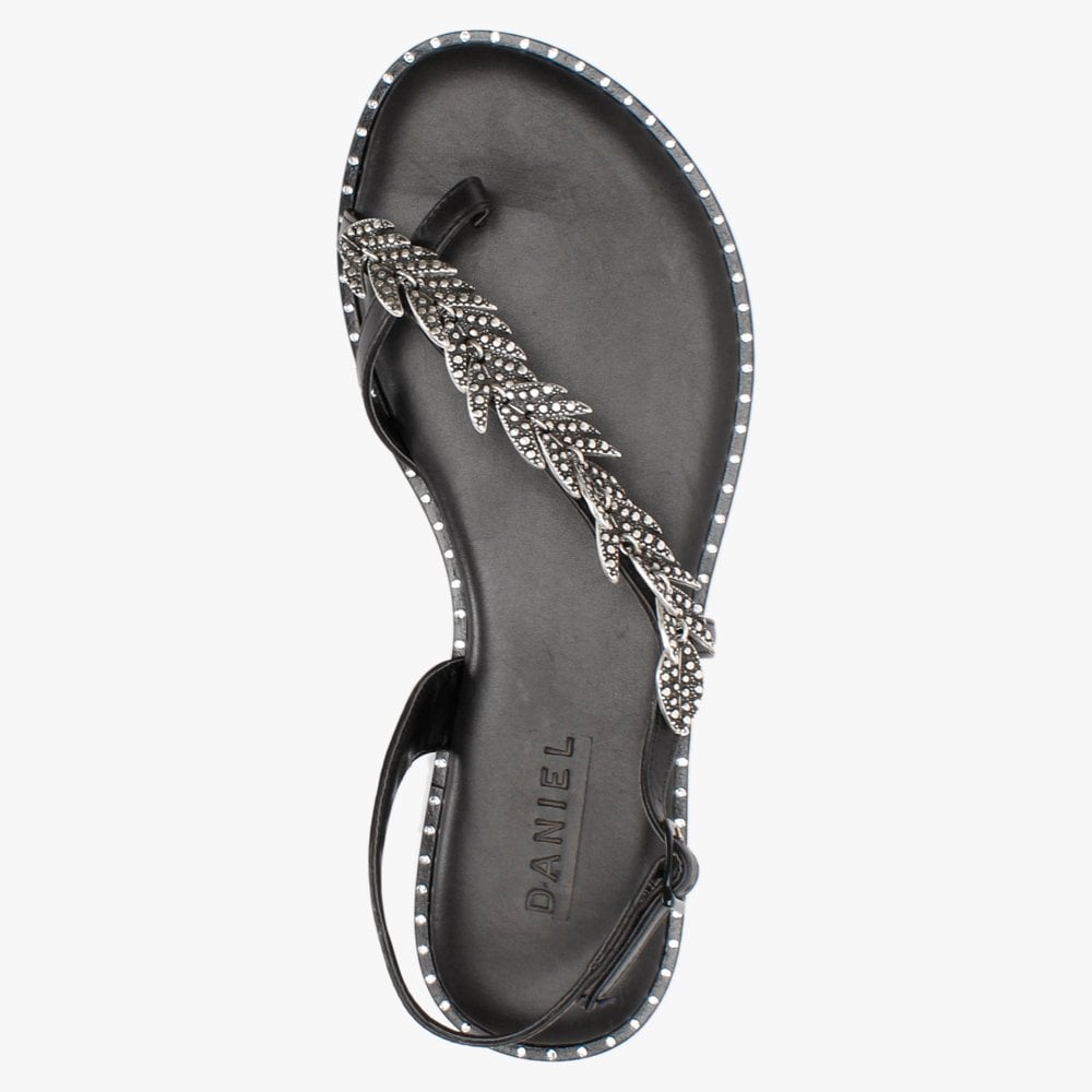 Roleaf Black Leather Sandals