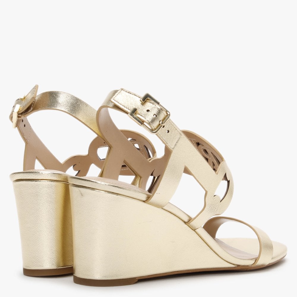 Amilea Burnished Gold Leather Wedge Sandals
