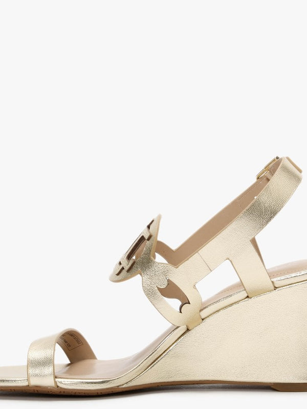 Amilea Burnished Gold Leather Wedge Sandals