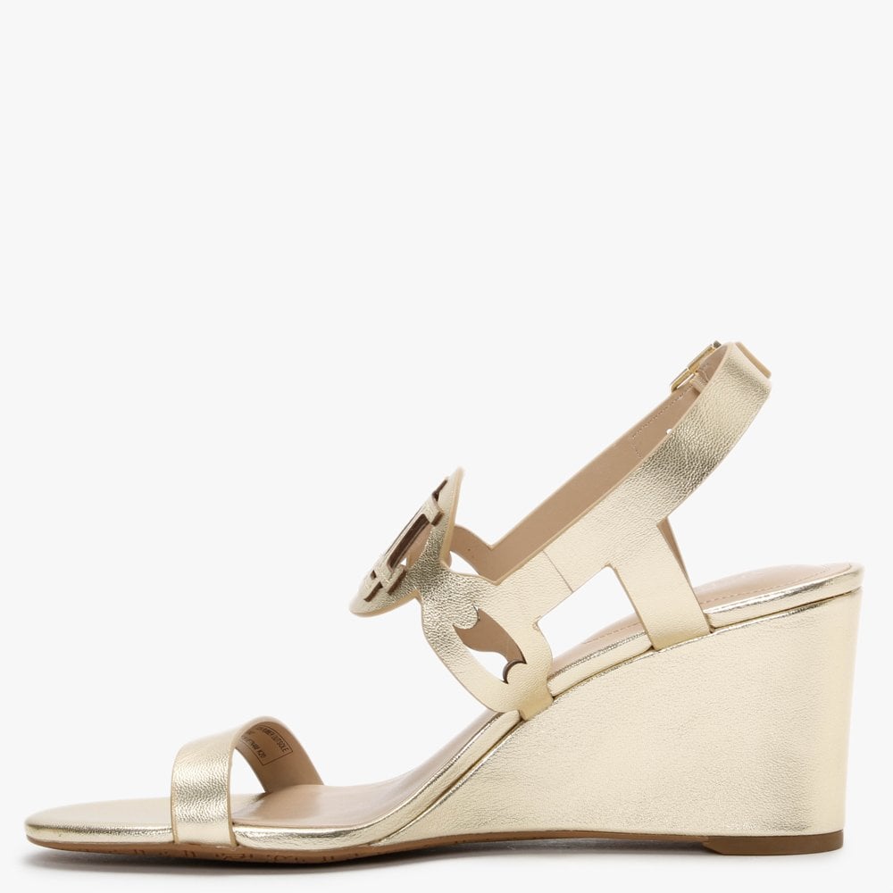 Amilea Burnished Gold Leather Wedge Sandals