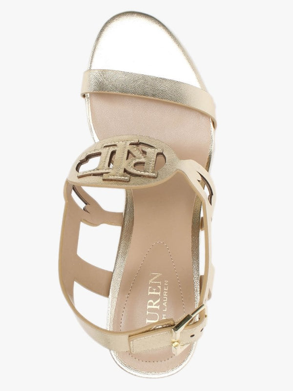 Amilea Burnished Gold Leather Wedge Sandals