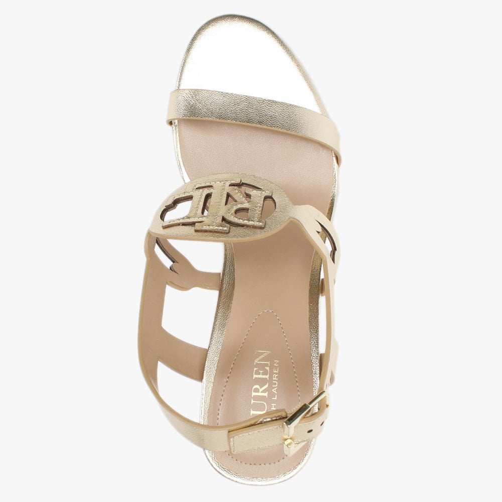 Amilea Burnished Gold Leather Wedge Sandals