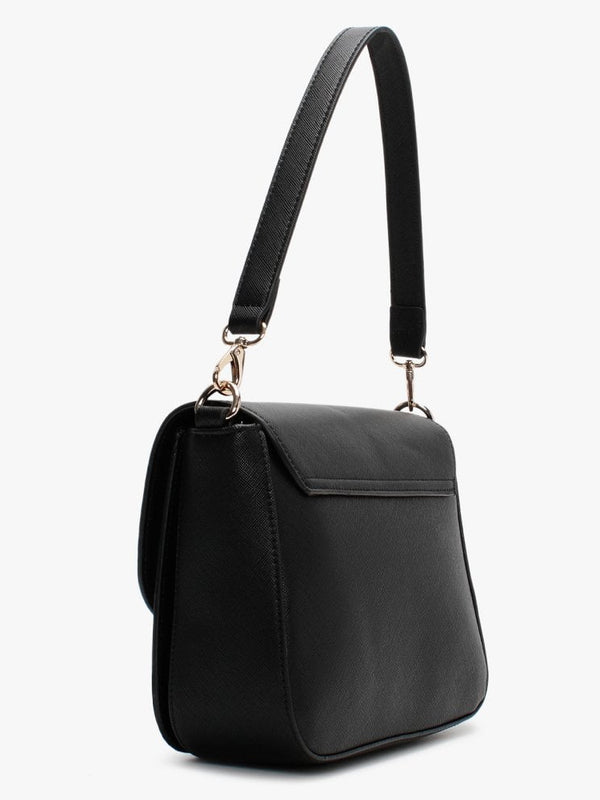 Divina Saffiano Black Shoulder Bag
