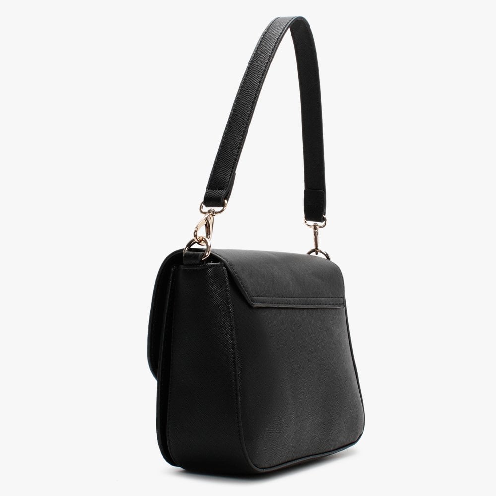 Divina Saffiano Black Shoulder Bag