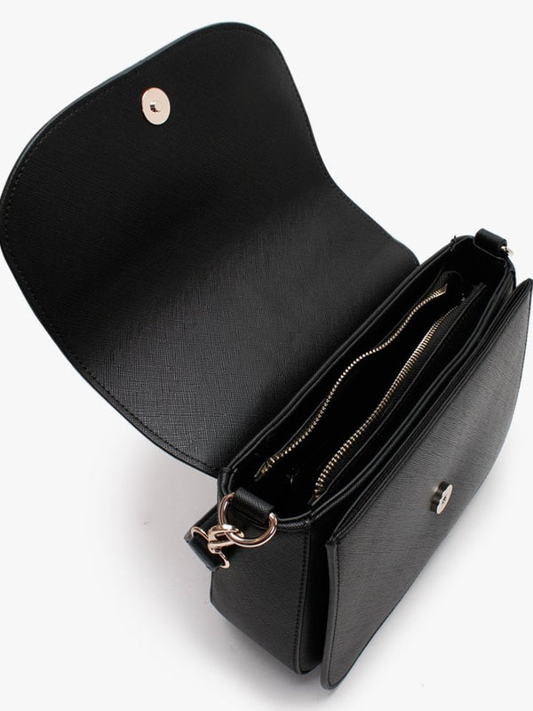 Divina Saffiano Black Shoulder Bag