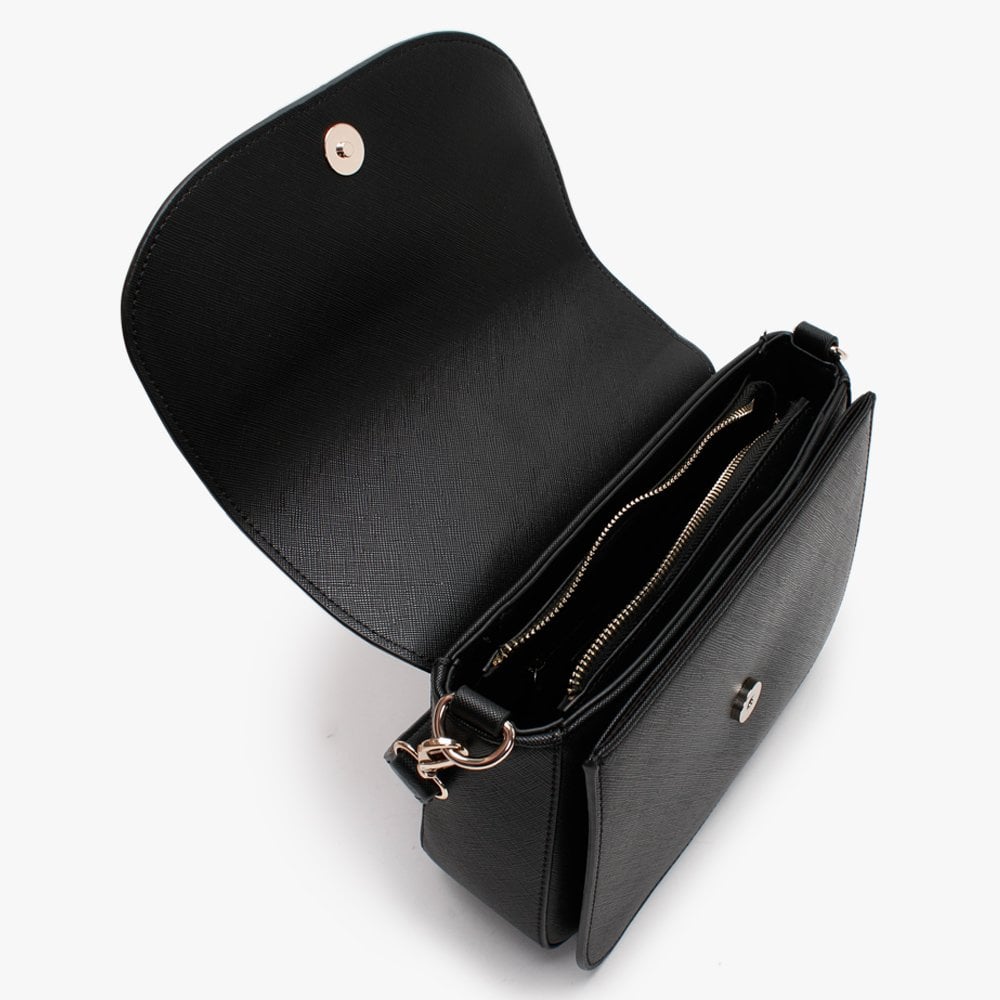Divina Saffiano Black Shoulder Bag