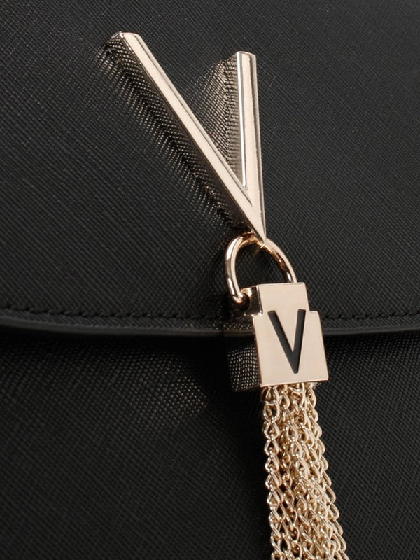 Divina Saffiano Black Shoulder Bag