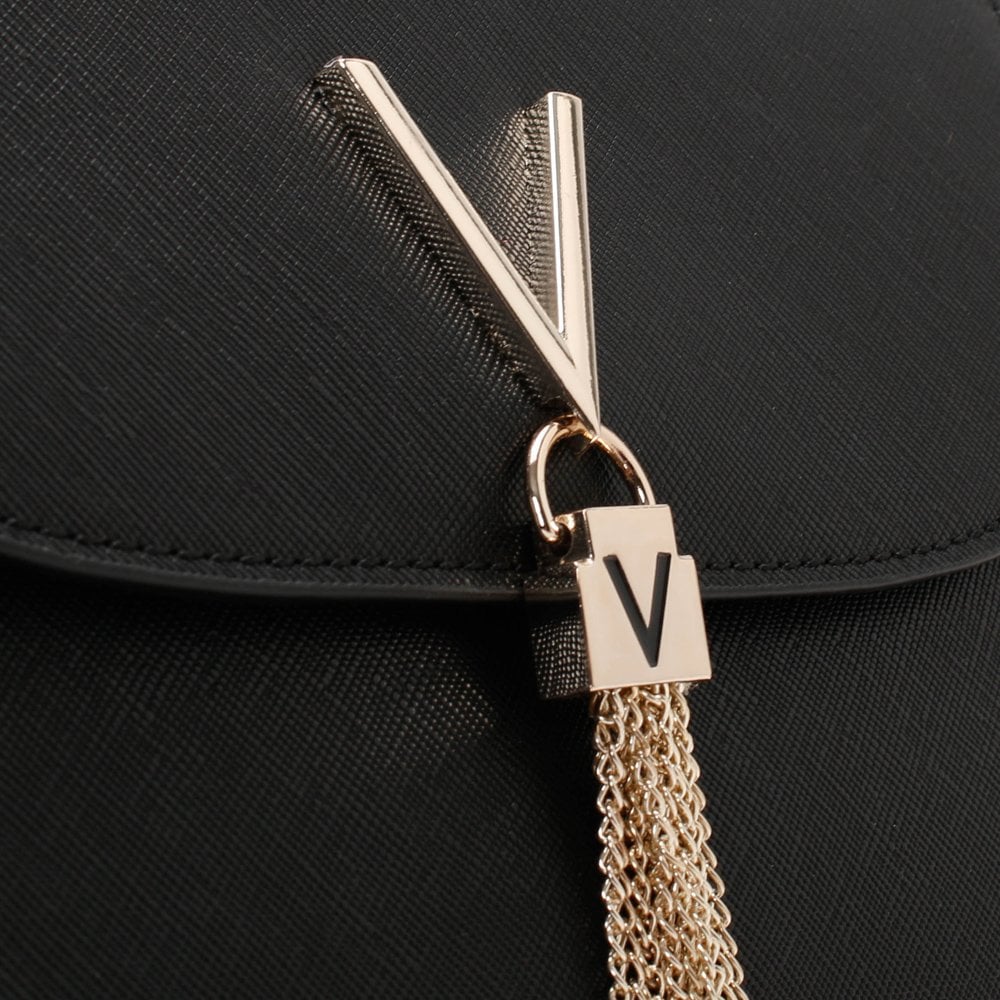 Divina Saffiano Black Shoulder Bag