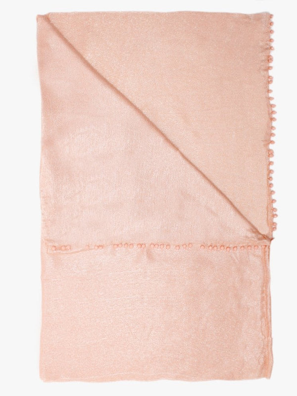 Pink Metallic Beaded Trim Scarf