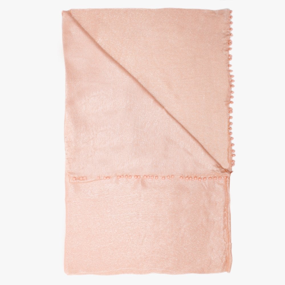 Pink Metallic Beaded Trim Scarf