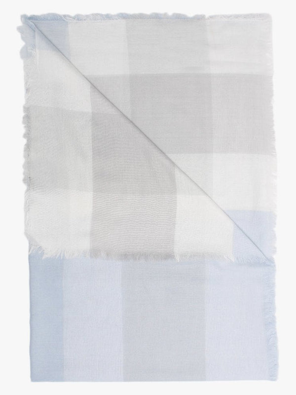 Blue & Grey Patterned Fayed Edge Scarf