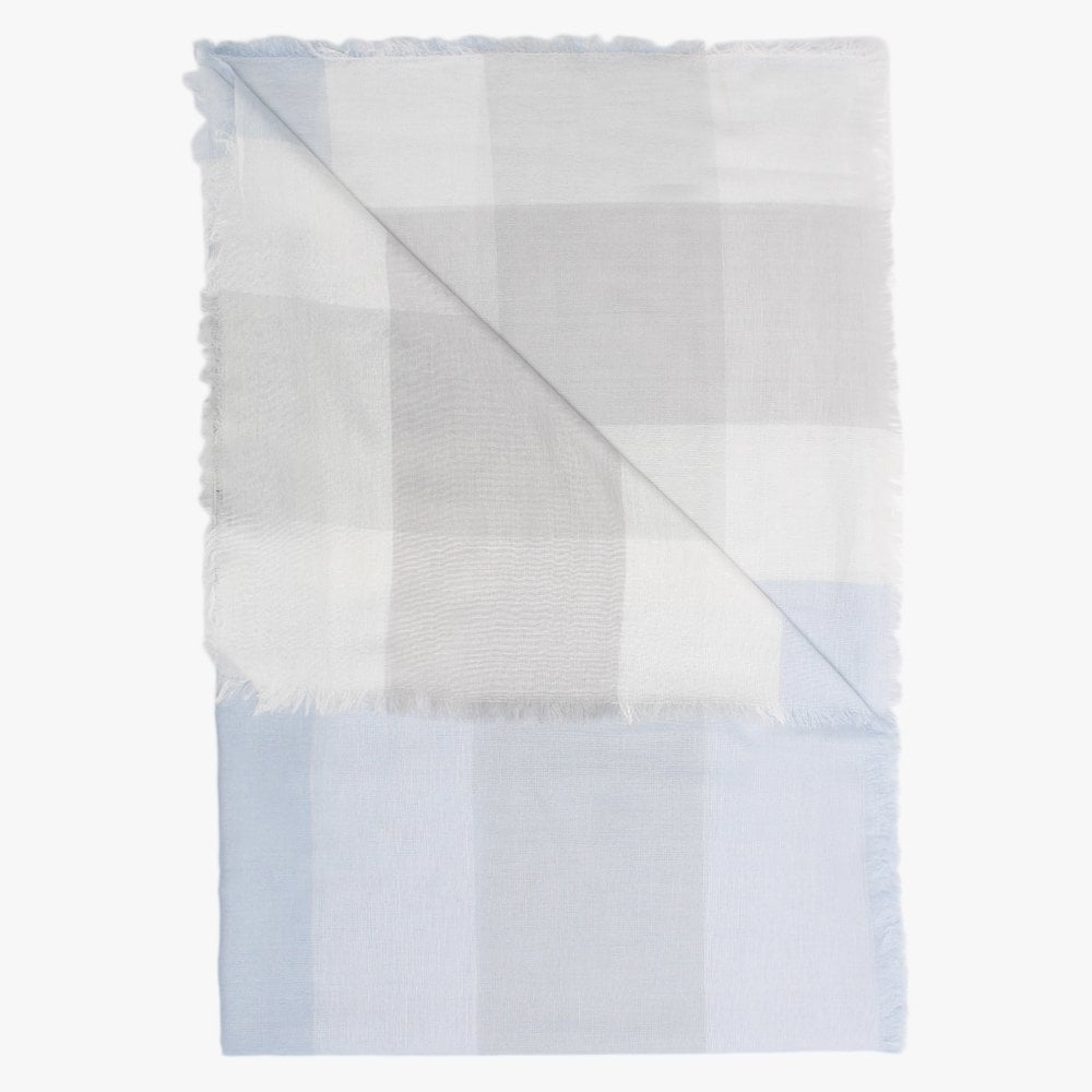 Blue & Grey Patterned Fayed Edge Scarf
