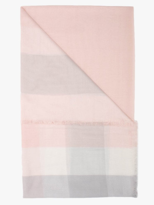 Pink & Grey Patterned Fayed Edge Scarf