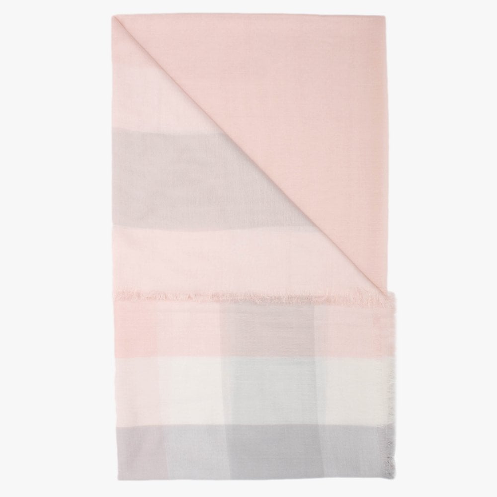 Pink & Grey Patterned Fayed Edge Scarf
