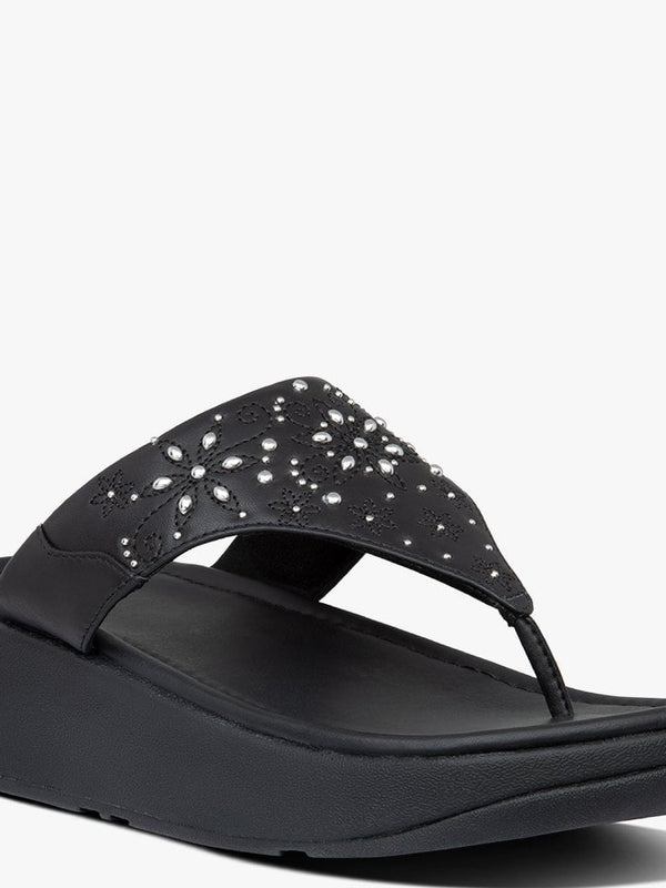 Myla Floral Black Thong Sandals