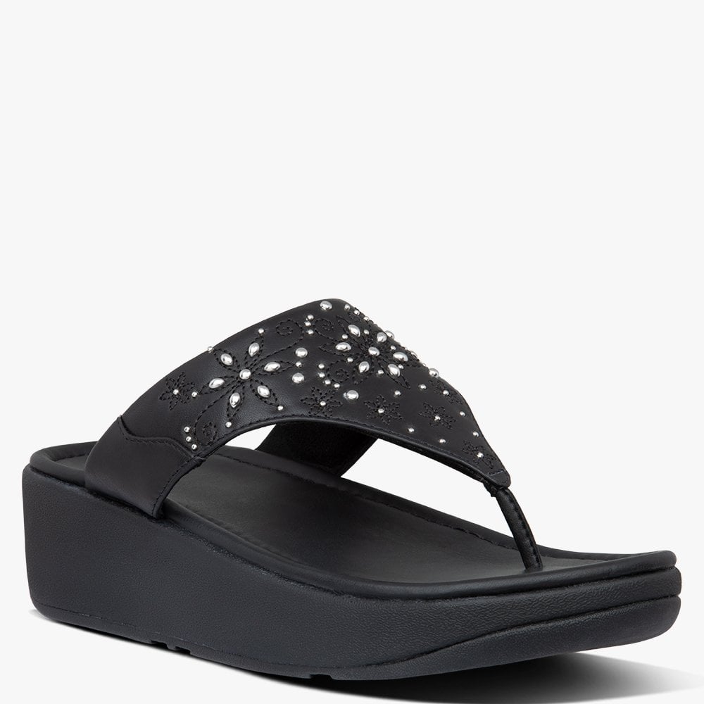 Myla Floral Black Thong Sandals