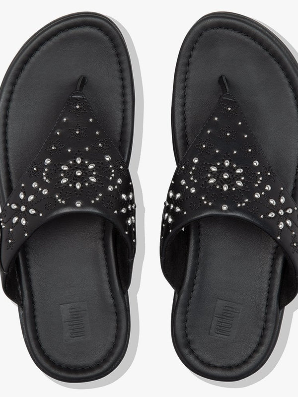 Myla Floral Black Thong Sandals