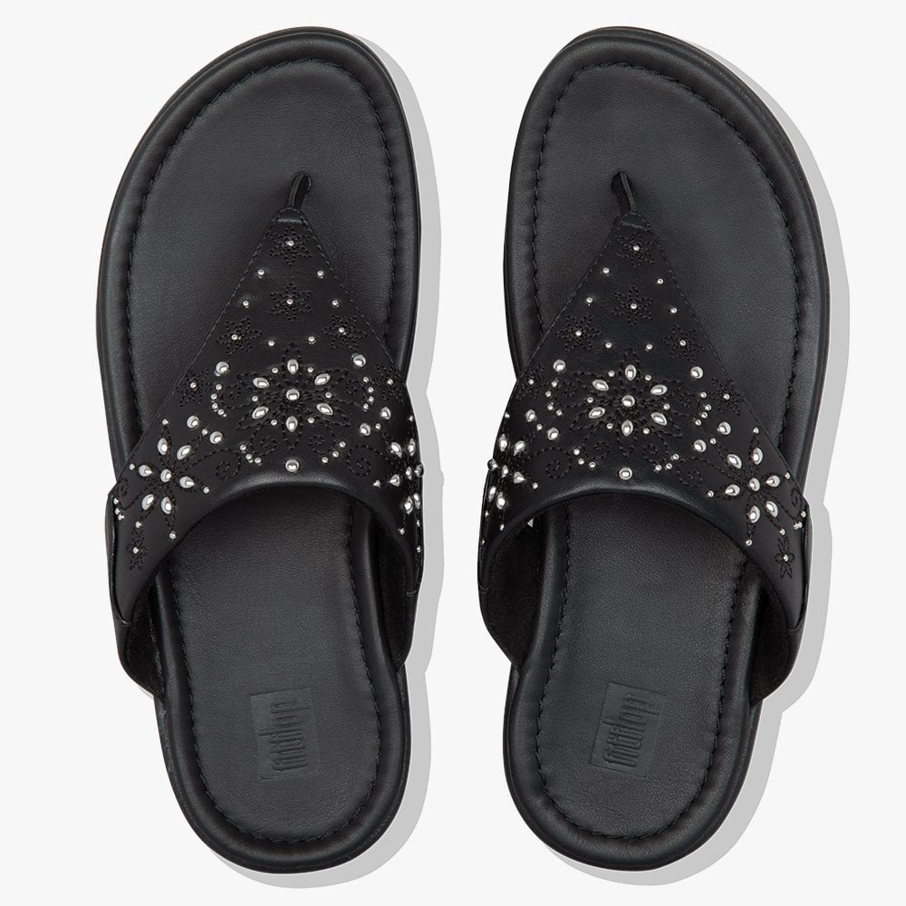 Myla Floral Black Thong Sandals
