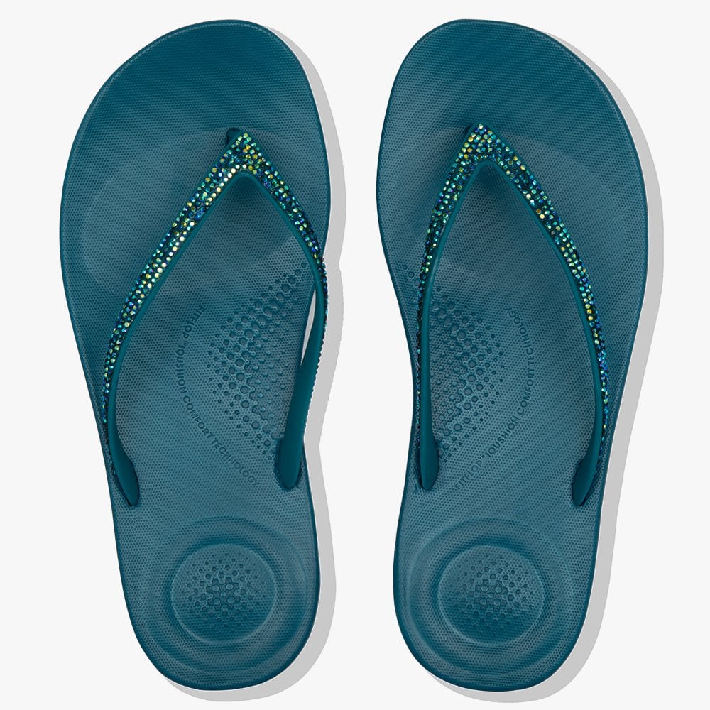 Iqushion Sparkle Sea Blue Flip Flops