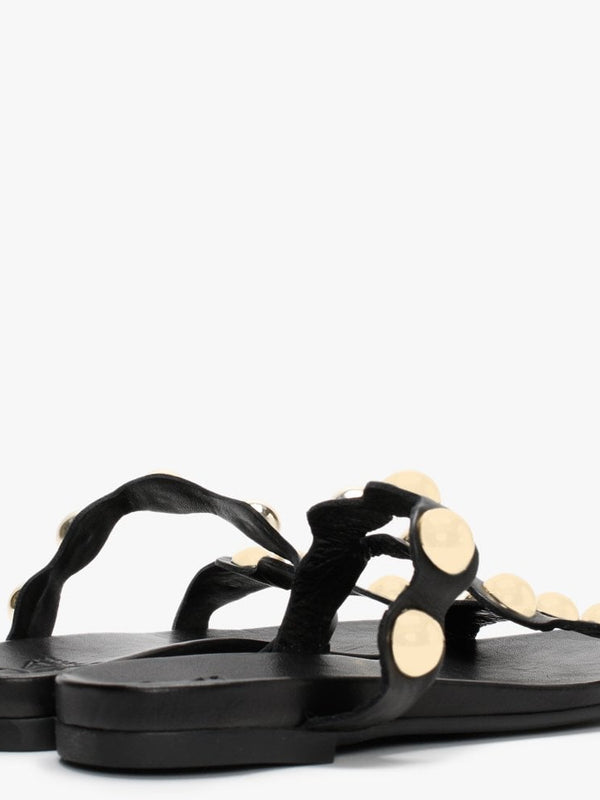 Oriel Black Leather Studded Mules