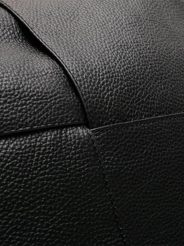 Dishop Black Leather Shopper Bag