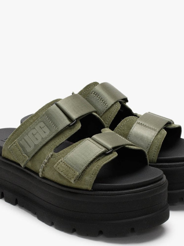 Clem Burnt Olive Suede Chunky Sliders