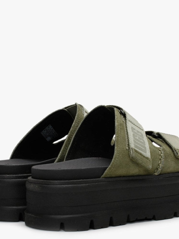 Clem Burnt Olive Suede Chunky Sliders