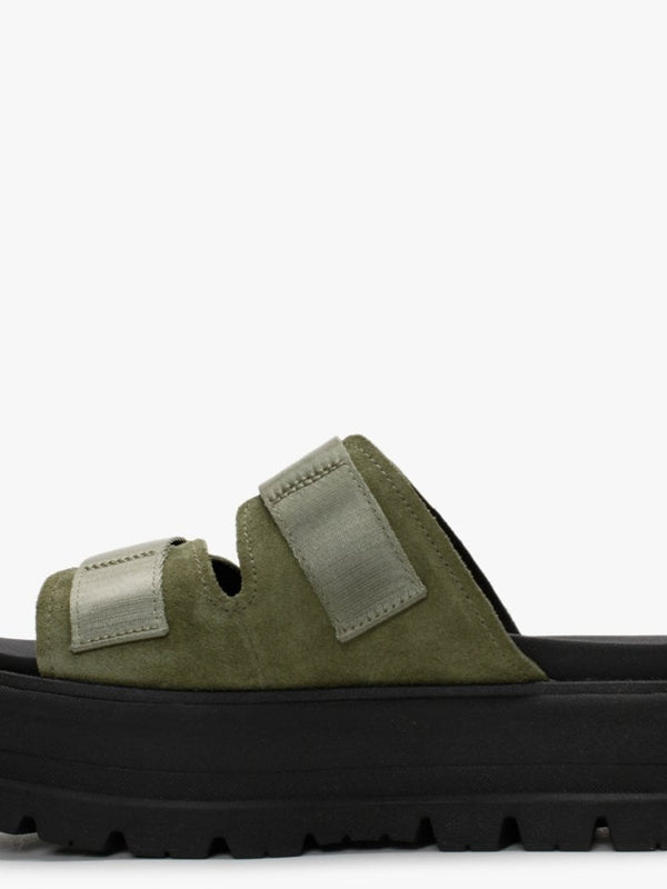 Clem Burnt Olive Suede Chunky Sliders