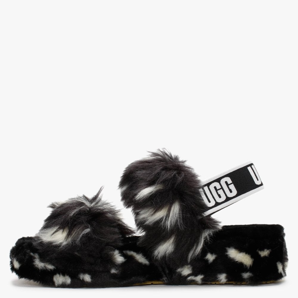 Oh Yeah Spots Black Sheepskin Sliders