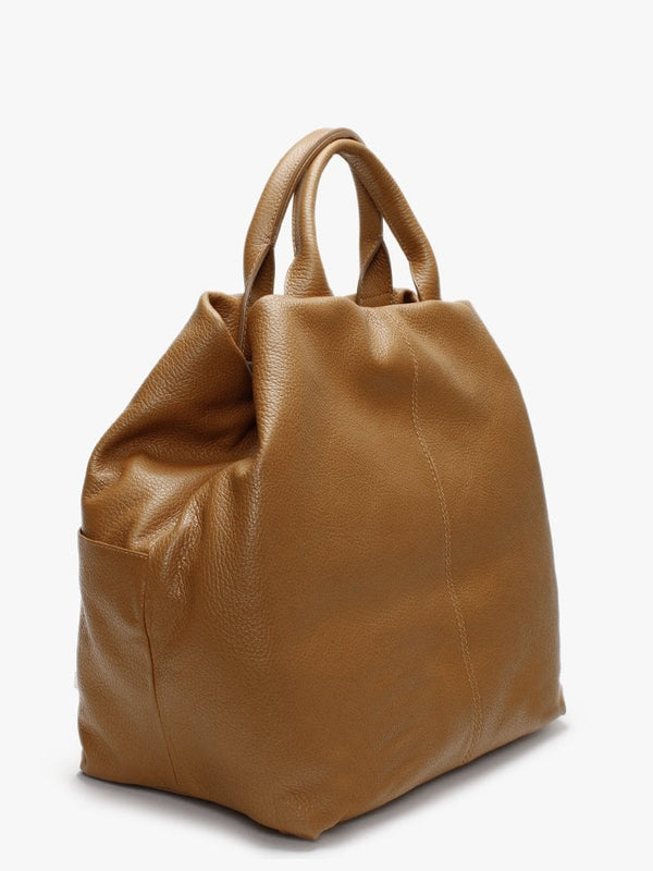 Dishop Tan Leather Shopper Bag