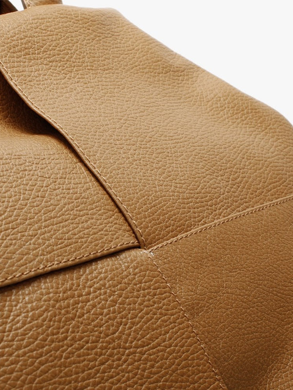 Dishop Tan Leather Shopper Bag