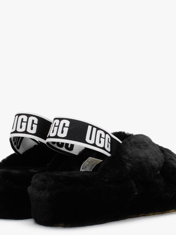 Fab Yeah Black Sheepskin Sliders