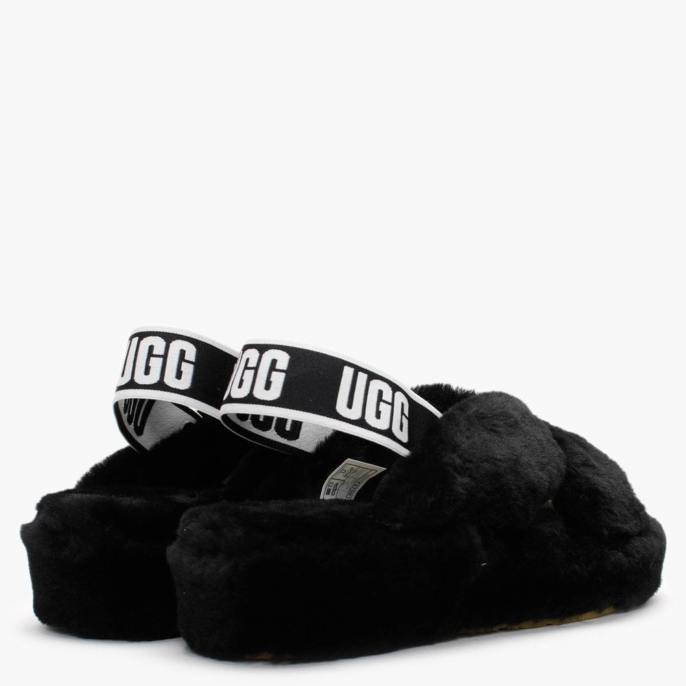 Fab Yeah Black Sheepskin Sliders
