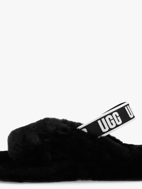 Fab Yeah Black Sheepskin Sliders