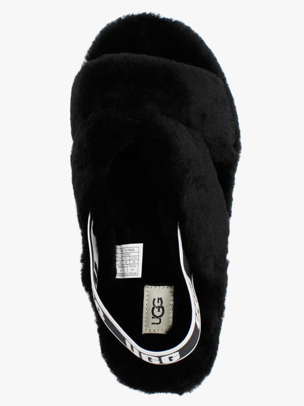 Fab Yeah Black Sheepskin Sliders